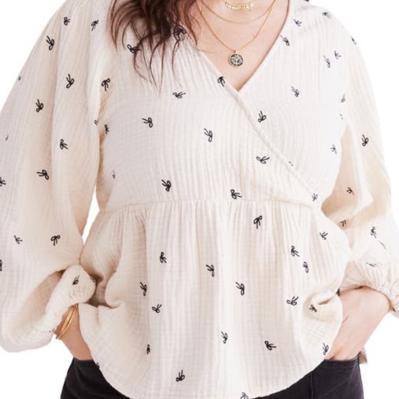 NWT Madewell embroidered bow top - Picture 2 of 7